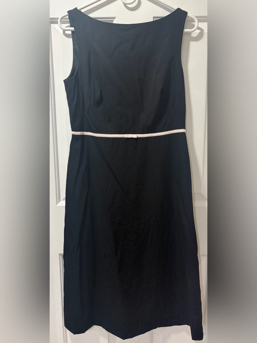 J.Crew Black 100% Wool Sleeveless Sheath Dress with Pink Bow Belt - Size 8